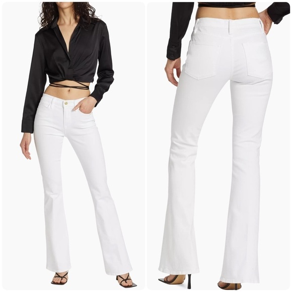 NEW Frame Le High Flare Jeans in White Sz 31 Retro 70s Inspired Style Boho - Picture 1 of 16